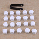 20pcs Car 17mm White Plastic Wheel Lug Nut Bolt Cover Cap With Removal Tool Kit