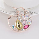 Elegant Swan Crystal Brooch Badge Rhinestone Women Lapel Decor Pin (Yellow) A