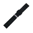Black Silicone Rubber Watch Bracelet Band Curved Stainless Steel Clasp Wate
