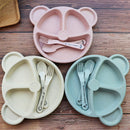Baby bowl+spoon + fork Feeding Food Tableware Cartoon Panda Kids Dishes Bab