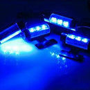 4x 3 LED Charge Car Decorative Light Lamps Car Interior Accessories Foot Blue