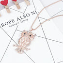 Cute Women's Jewelry Crystal Rhinestone Owl Pendant Necklace Sweater Chain