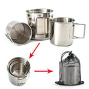4 Pack Portable Stainless Steel Cups, Camping Coffee Mugs Set with Foldable