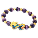 Chinese Feng Shui Obsidian Bead Pixiu Charms Bracelet Jewelry Purple