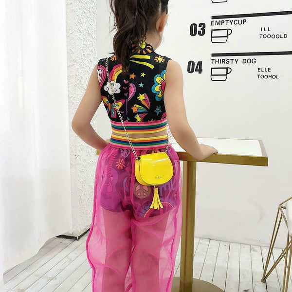 Girl Kids Messenger Bag Women Leather Chain Saddle Shoulder Bag (Yellow) A#S