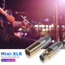 2pcs Mini 3 Pin XLR Male Female Connector Audio Plug Adapter for Microphone
