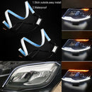 2X 60cm LED Switchback Headlight Sequential DRL Light Strip Tube White Yellow BX
