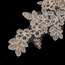 2 Pack Flower Embroidered Appliques Lace Fabric Ribbon Trim Patch Embroidery