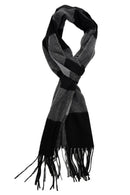 Chic Black & Gray Checked Pattern Fringe Decorated Men's Scarf W2S5