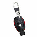 Real Leather Auto Key Case Chain for Mercedes Benz Car 3Buttons Red thread