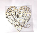 Wooden Sign Mum Letter, Hanging Plaque Mothers Day Gift, Heart Shape Wood Sign