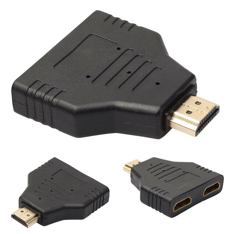 HDMI Male To Dual Female 1 to 2 Way Splitter Adapter For HD TV