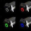 Switch Push Button On Off Latching 12v Red LED Stainless Steel 16mm