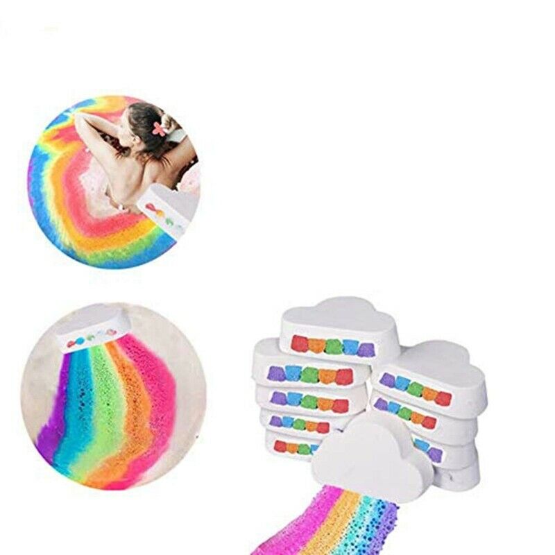 Colorful Rainbow Cloud Bath Bombs,Float On Water&Release Vivid Rainbow Colo W6F8