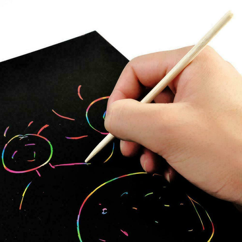 10 Sheets Magic Funny Scratch Art Painting Paper With Stick Kids Toys Drawi B2M2