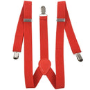 Women Men Clip-on Adjustable Pants Elastic Y Back Suspender Braces - Red M9L8