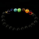 7 Chakra Healing Bracelet Black Lava Beads Reiki Buddha Prayer Stone Men's