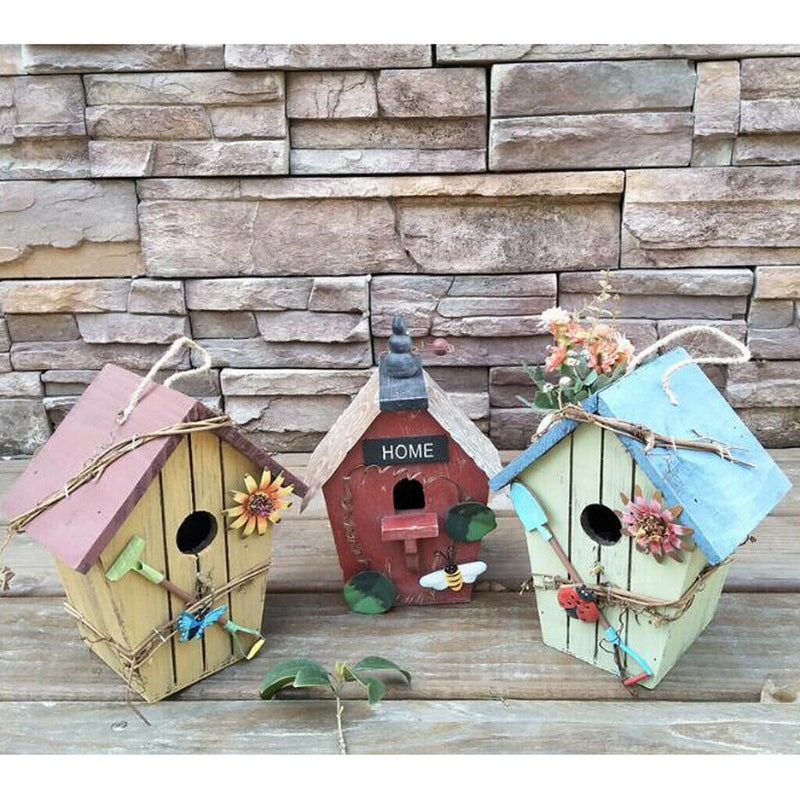 2 Pcs Wooden Birdhouse - Provides Bird Entertainment in Your Own Backyard -