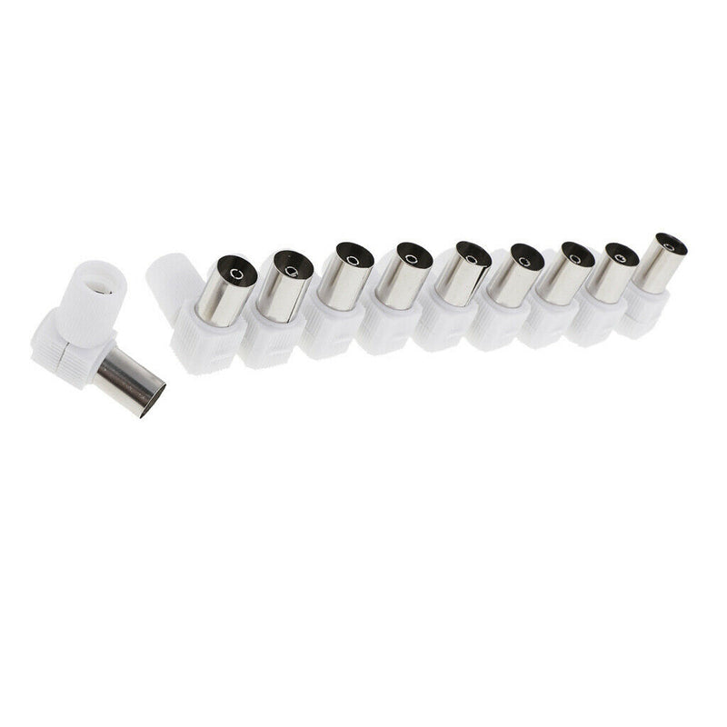 10Pcs Right Angle RF Female Connector Adapter for Coaxial Cable TV Aerial