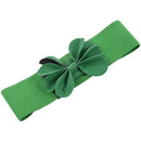 Green Faux Leather Flower 7.5cm Wide Elastic Cinch Belt for Woman G4L9