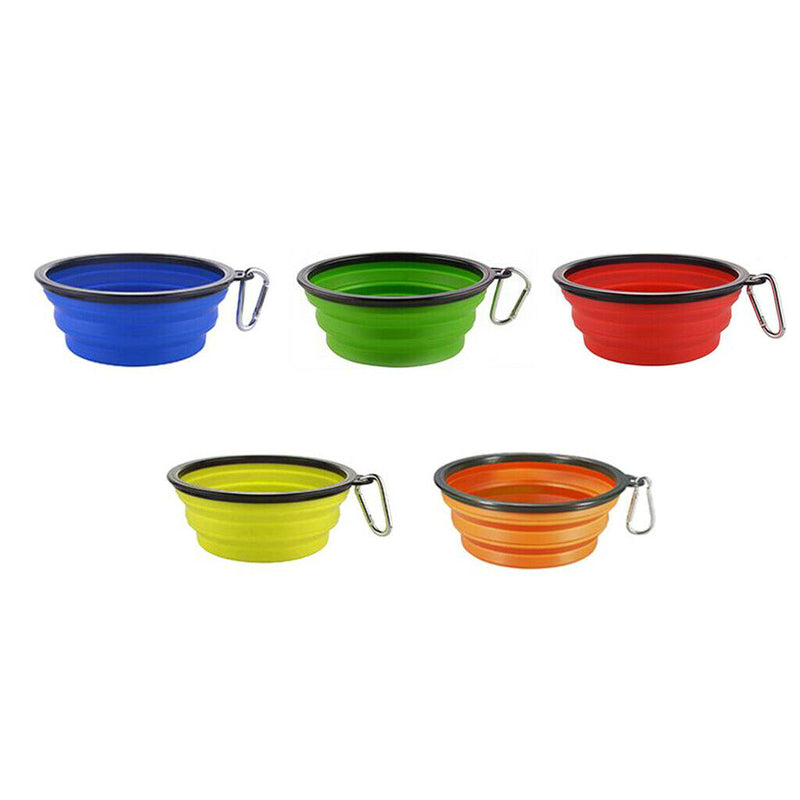 Pet Dog Portable Silicone Collapsible Travel Feeding Bowl Dish Feeder Red