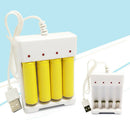 White AA/AAA Rechargeable Battery Smart Charger Universal USB 4-slot charging