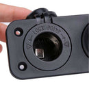 12V Dual USB Outlet Car ATV Charger Cigarette Lighter Socket Voltmeter Panel