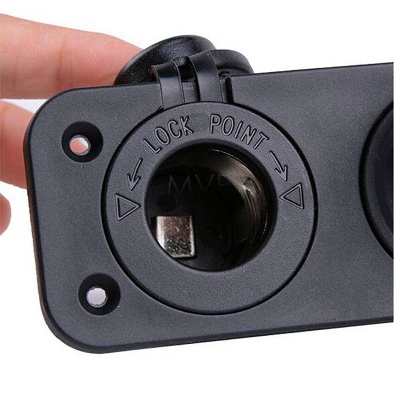12V Dual USB Outlet Car ATV Charger Cigarette Lighter Socket Voltmeter Panel