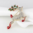 Christmas Sika Deer Brooch Rhinestone Badges Men Women Jacket Lapel Pins