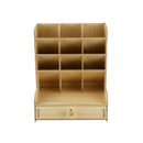 White Multi-Function Wood 13 Grids Desktop Stand Holder Cosmetic Brush Stor Q2F6