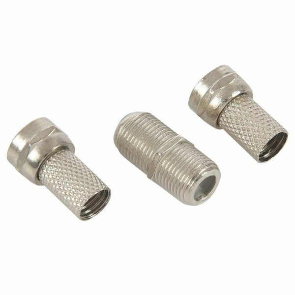 3 x F TO F CONNECTORS, JOINERS, COUPLERS FOR MALE F PLUG + PLUGS X3 C2I9