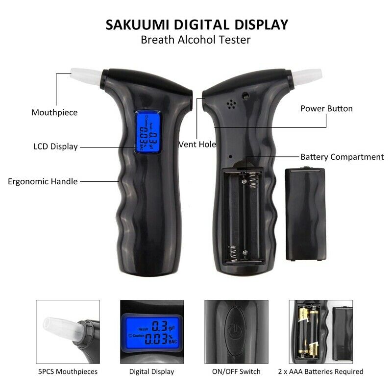 Breathalyzer,Portable Alcohol Breath Tester with LCD Display Digital Fast,H P5J1