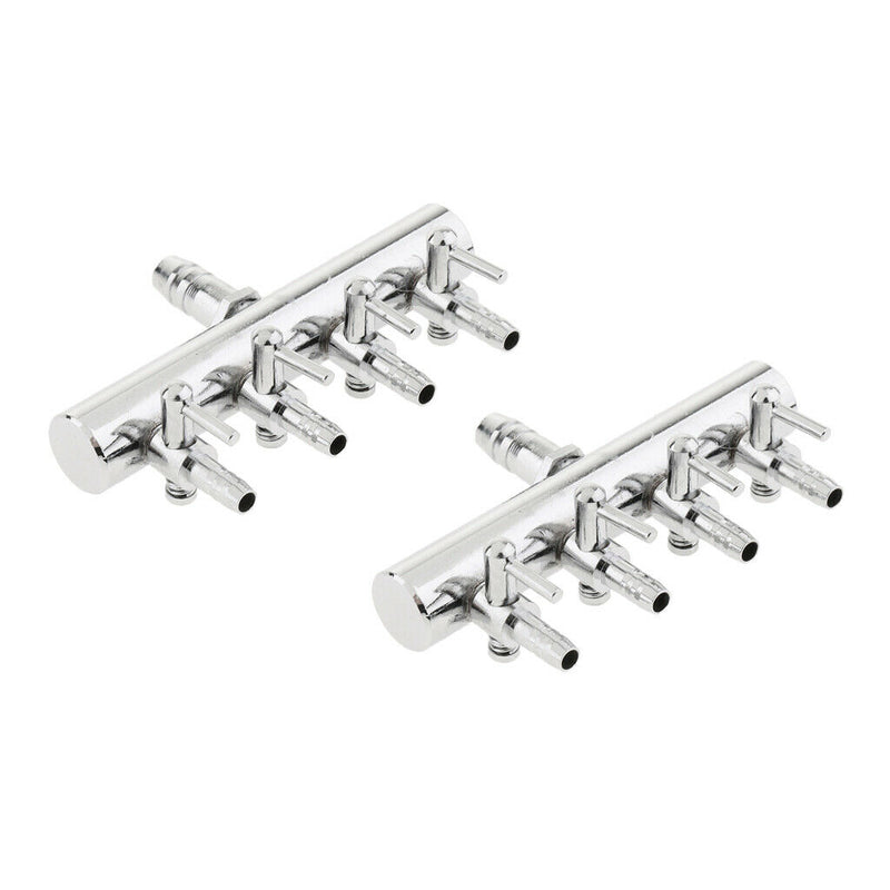 2pcs Stainless Steel Aquarium Fish Tank 4 Ways Air Flow Splitter Lever Control