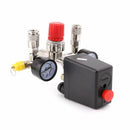 Air Compressor Pressure Control Switch Valve With Manifold Regulator Gauges New