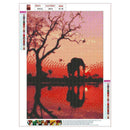 5D DIY Full Drill Diamond Painting Elephant Sunset Cross Stitch Embroidery