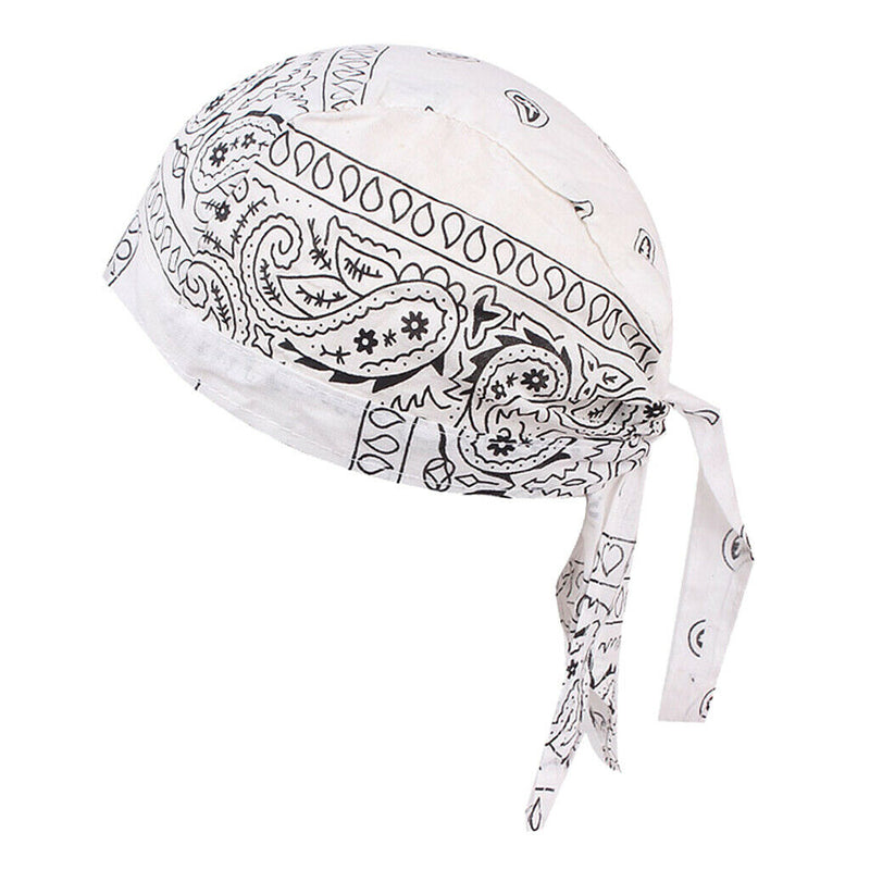 Men's Turban Soft Cotton Chemo Cancer Cap Muslim Beanie Head Scarf Hat White