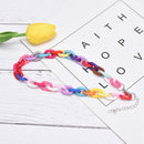 Boho Rainbow Acrylic Link Chain Necklace Bohemian Choker Necklace Jewelry G Kw