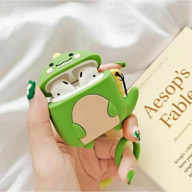 Cartoon Dinosaur Pattern Silicone Protective Case Shockproof Cover for Airpods