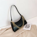 Casual PU Women Handbag Totes Chain Female Underarm Shoulder Bags (Black)