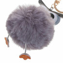 New Cute Pompom Fluffy Owl Keychain Faux Rabbit Fur Ball Women Bag Car Pend J1F2