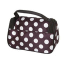 Coffee Small White Polka Dot Dual Zipper Cosmetic Bags Toiletry Makeup Bags