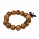 Buddhist Brown Wooden Carved Prayer Beads Wrist Mala Bracelet G8U9