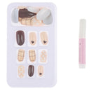 24pcs Lattice Round False Nails Art Acrylic French Full Cover Tips Manicure  ly