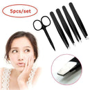 Tweezers 5PCS/Set Professional Stainless Steel Eyebrow Pluckers Case Set L1U7