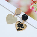 Imitation Heart Geometric Leopard Drop Earrings For Women Statement Trend J