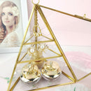 3-Tier Glass Pyramid Jewelry Stand Holder Geometric  Display Organizer Case