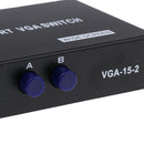 2-Port VGA Switch, Video Audio Bidirectional Switcher Box Metal Housing Shell