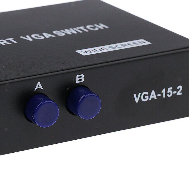 2-Port VGA Switch, Video Audio Bidirectional Switcher Box Metal Housing Shell