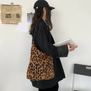 Fashion Corduroy Handbag Chain Totes Lady Shoulder Shopping Bag (Leopard)