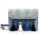 New Summer Retro Ethnic Style Simple Woven Tassel Chain Small Square Bag Bl
